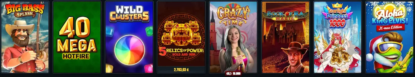 Auswahl an Online-Slots und Spielautomaten bei Glorion